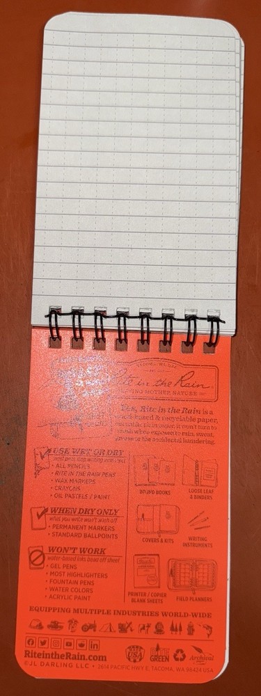 Rite in the Rain 3x5 Top Spiral Notebook