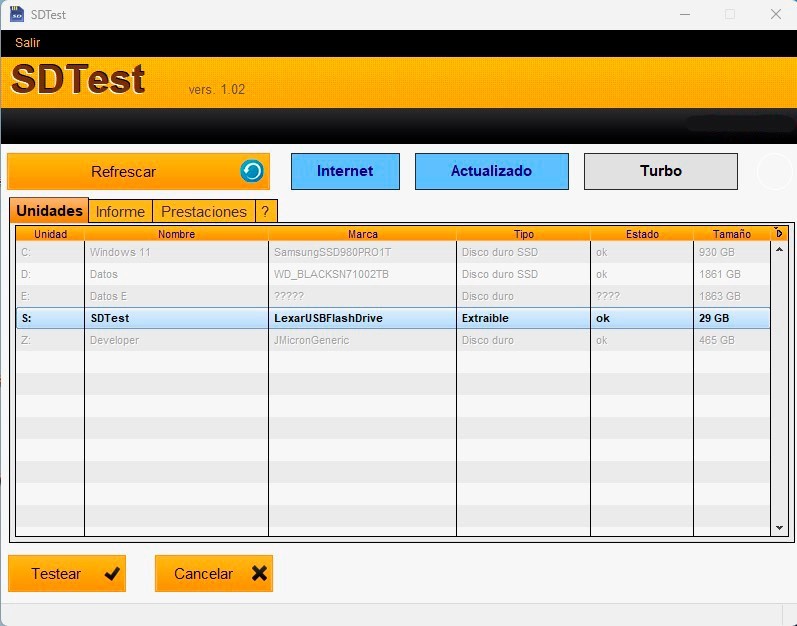 SDTest Real Space Analyzer, SD, Micro SD, Pendrives, Test sd