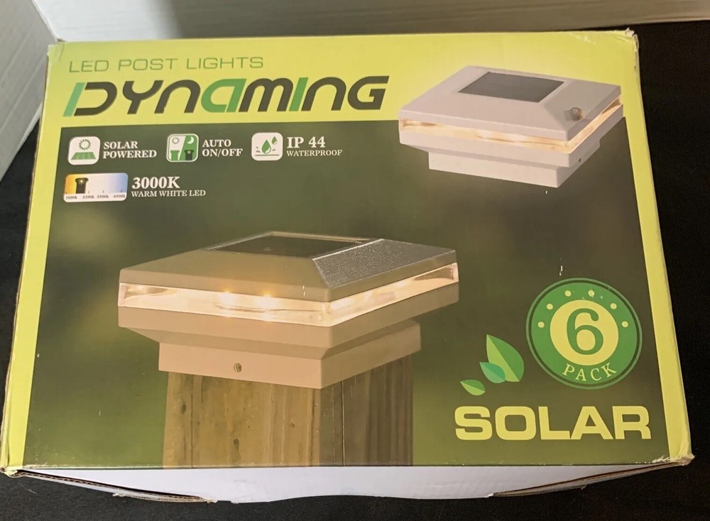 Solar Post Lights Dynaming 6 Pack Outdoor Decorative Post Cap Light 3000K White