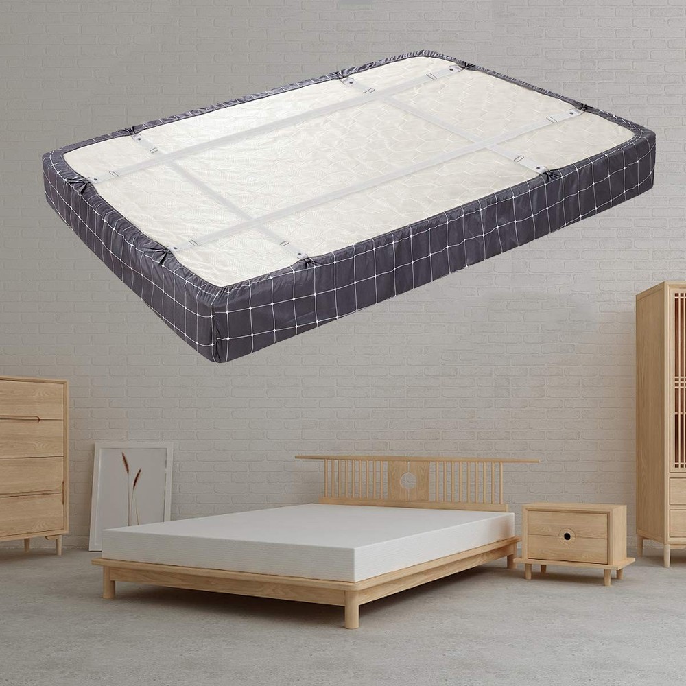 Adjustable Bed Sheet Holder Straps - Fitted Clips for King Size, White