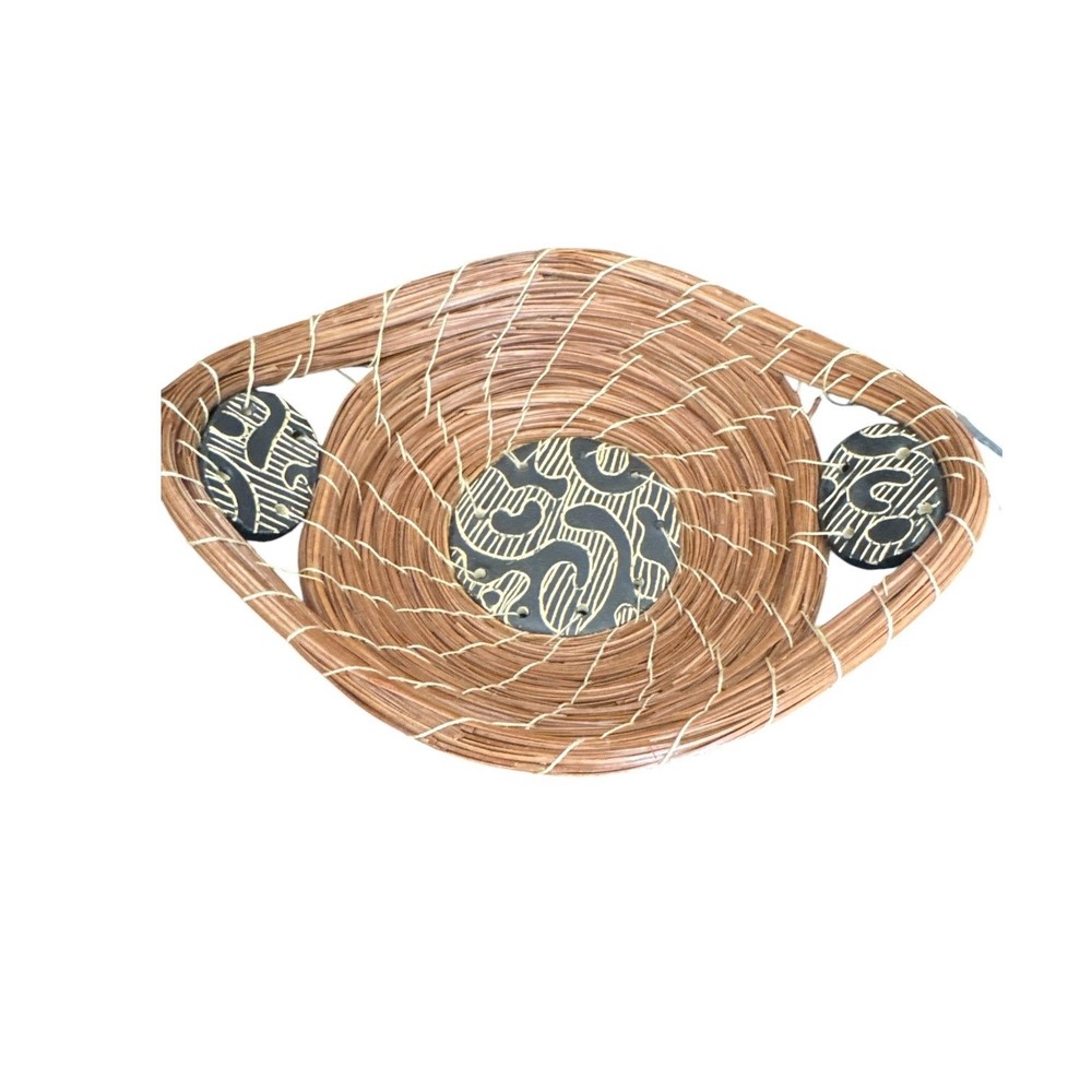 Hand Made Decorative Pine Needle Basket Tile Inserts by Melanie Walter