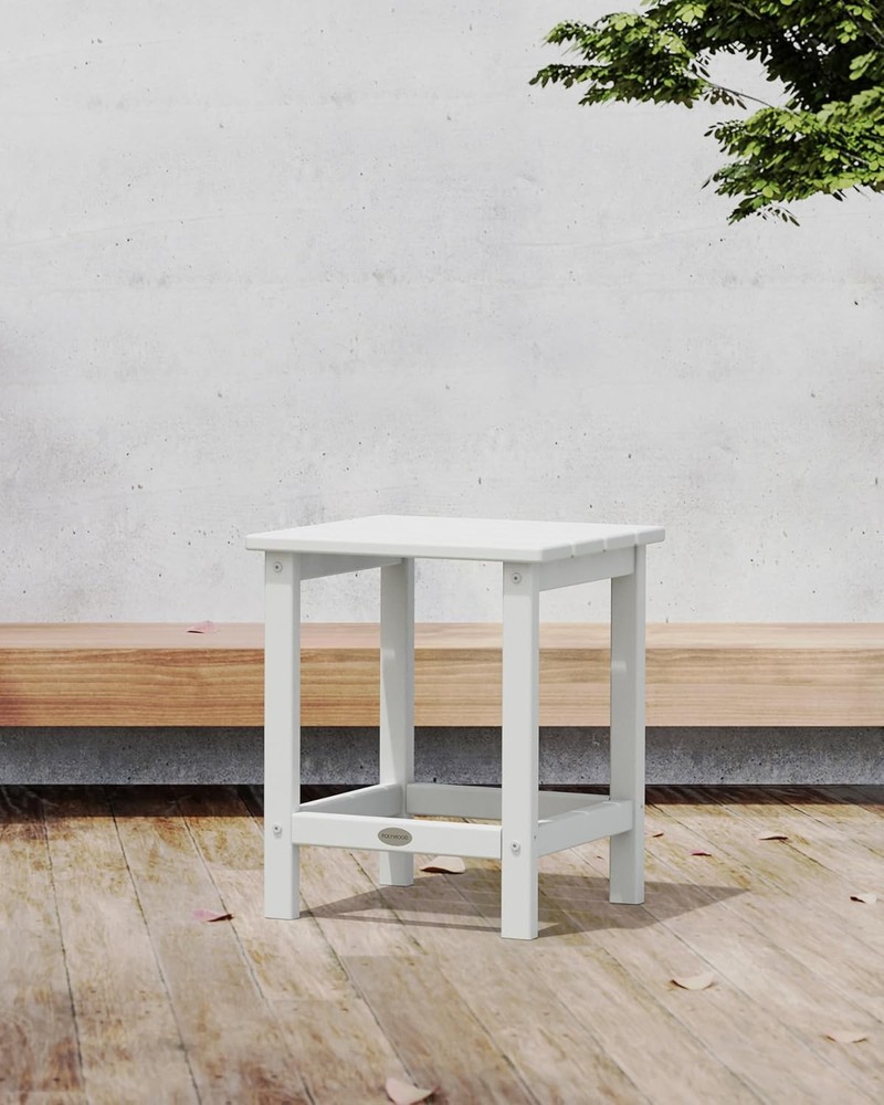 POLYWOOD Long Island 18" Side Table, White