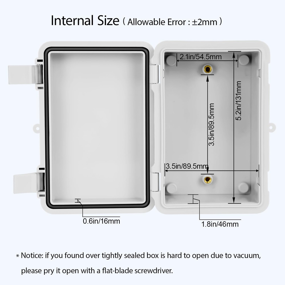 Junction Box, ABS Plastic, IP65 Waterproof Dustproof Universal Enclo