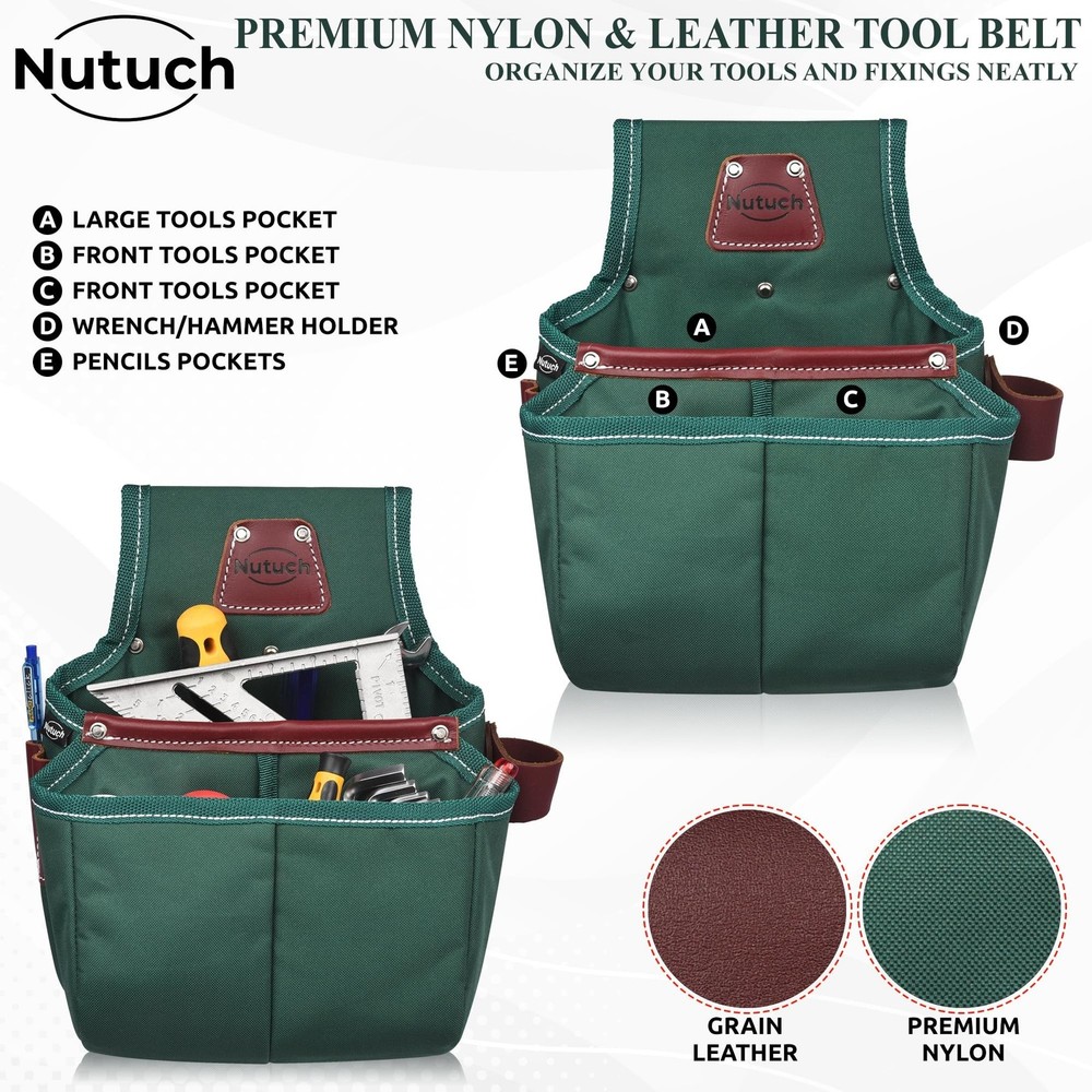 NUTUCH Nylon and Leather Tool Belt | Nylon Tool Pouch | Carpenter | Construct...