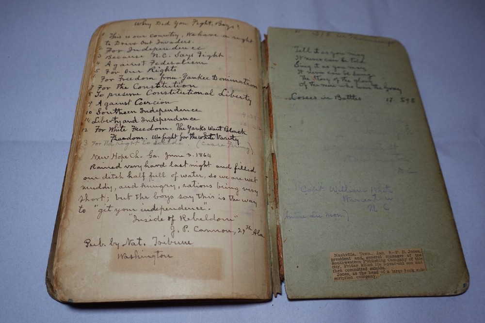 Civil War Antique Handwritten Notes Information Unique Historical Notebook