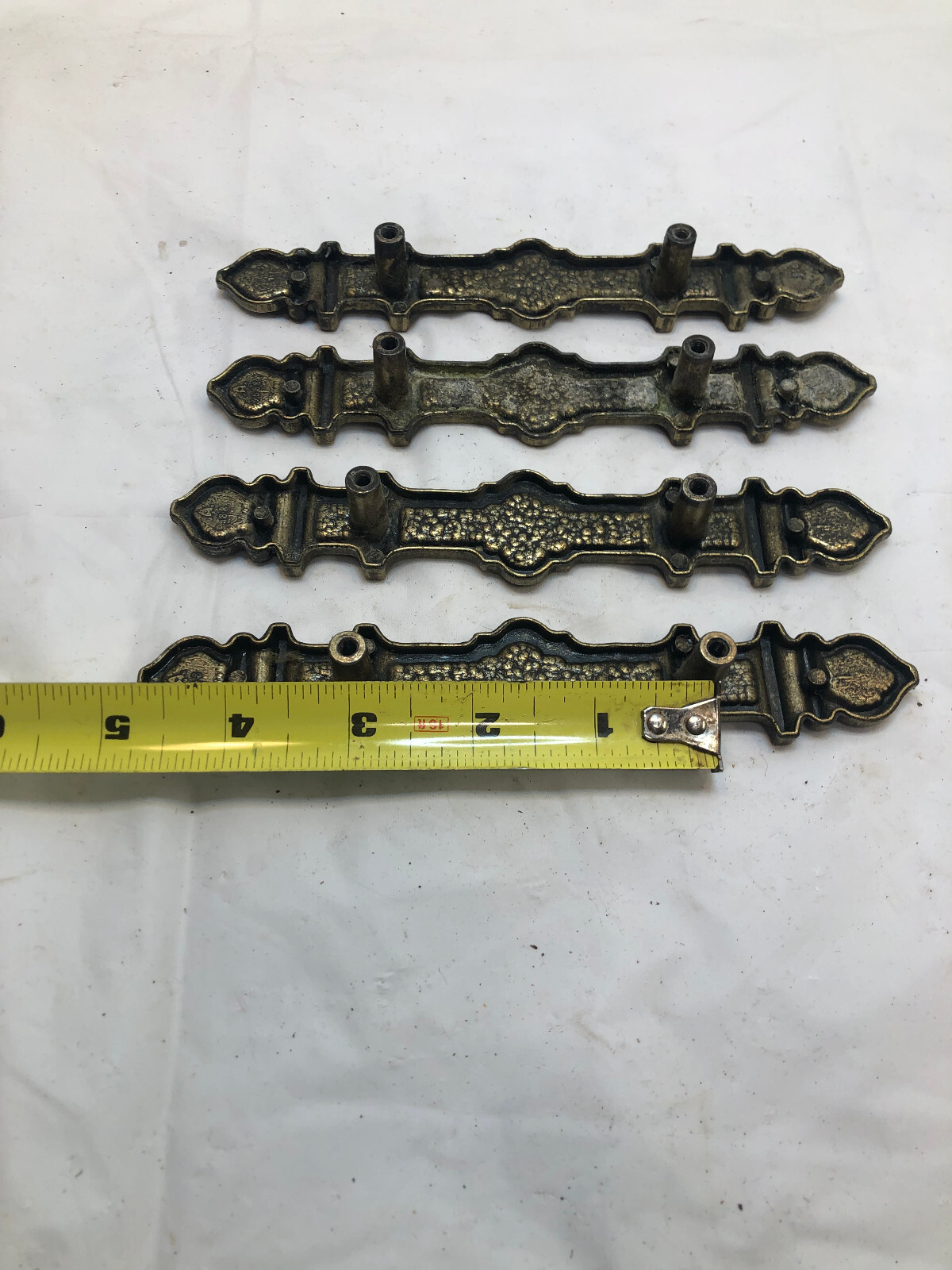 Vintage Cabinet Pulls Drawer Handles Gothic Bronze Metal 6.75", 3" hole centers