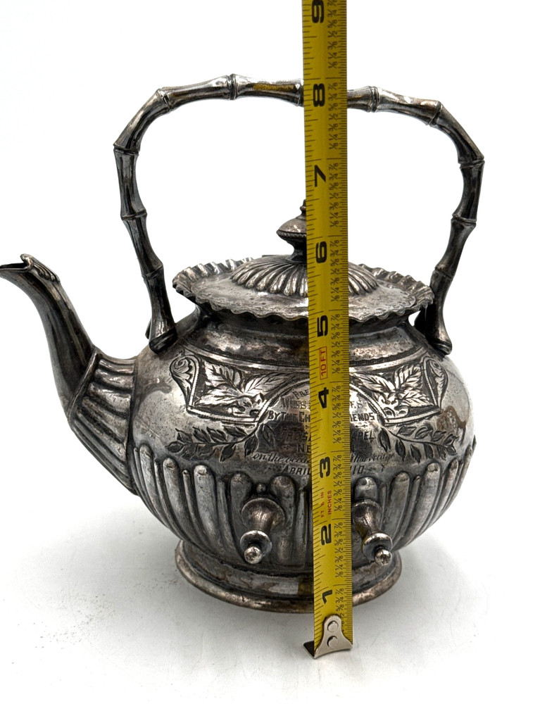 Antique GT & Co. Silver Plated Etched Teapot