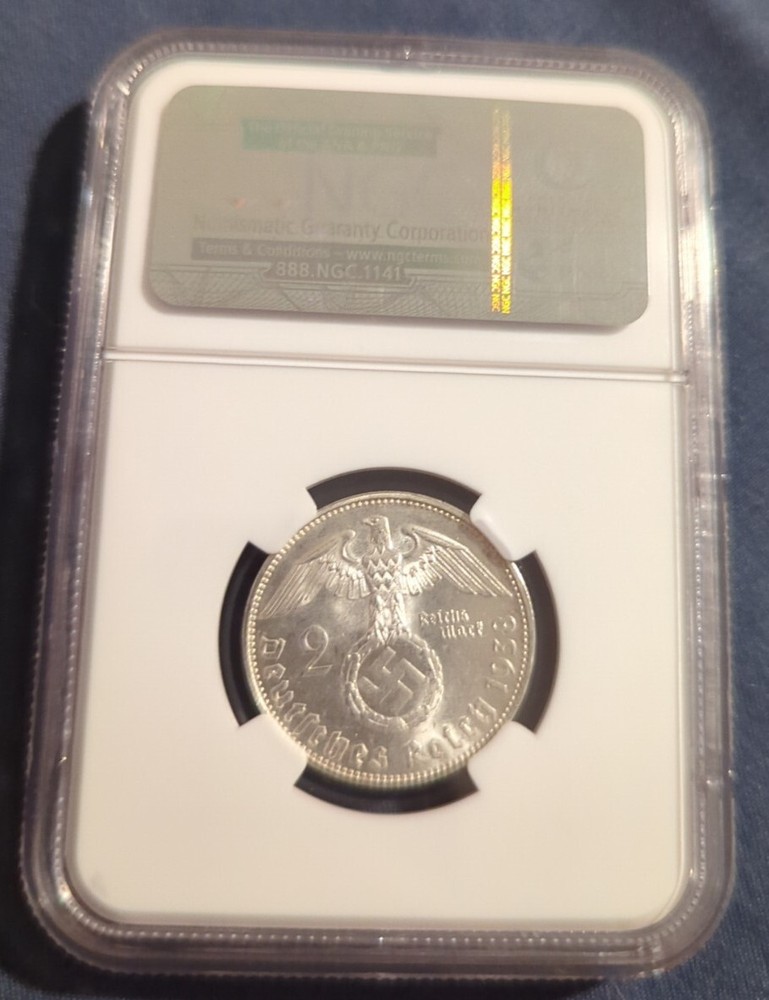 Germany 2 Mark. Third Reich 1938-E. NGC MS-61