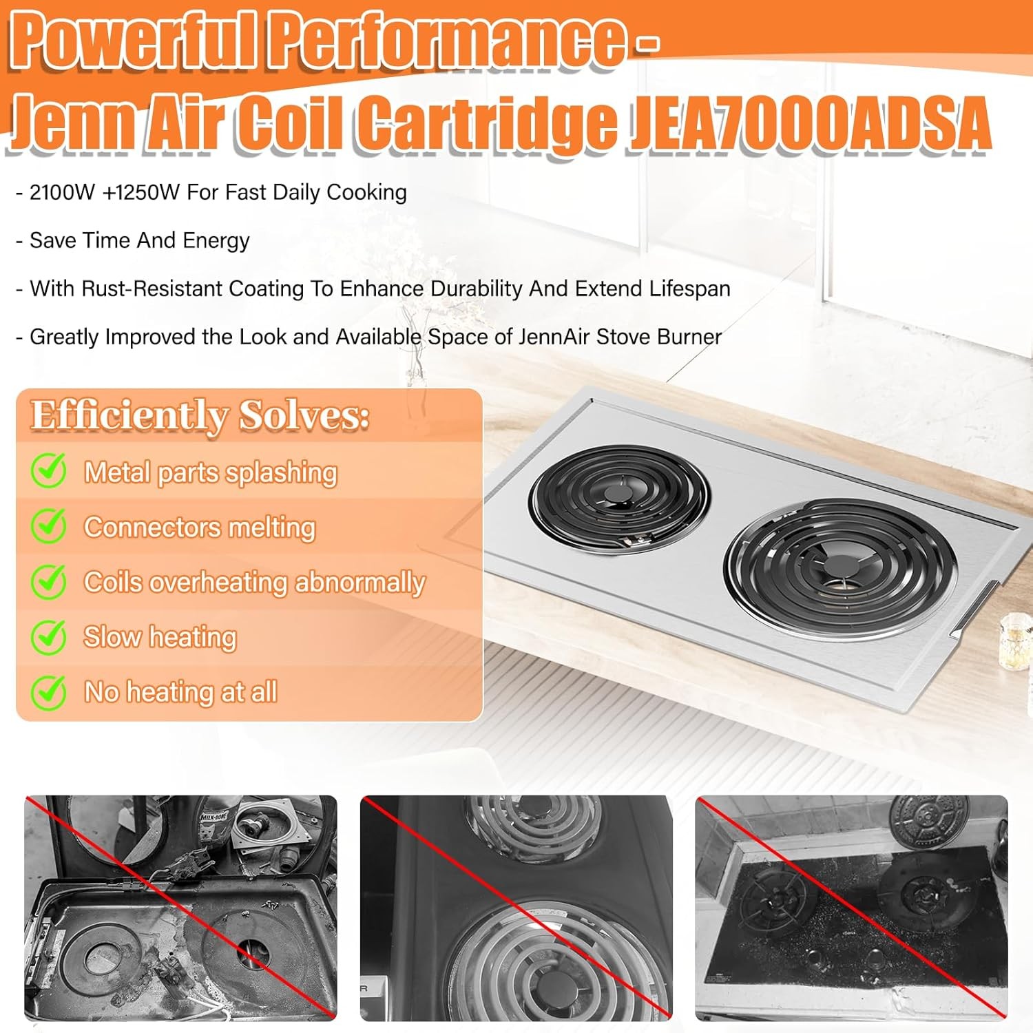 JEA7000ADSA Coil Element Burner Cartridge For Jenn-Air JEA7000ADS Range Stove