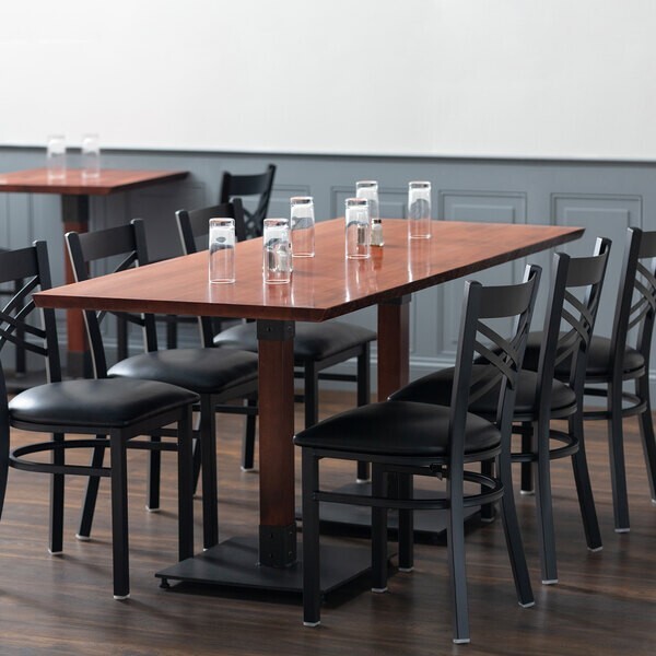 30" x 72" Rectangular Solid Wood Live Edge Restaurant Table Top in Mahogany Wood