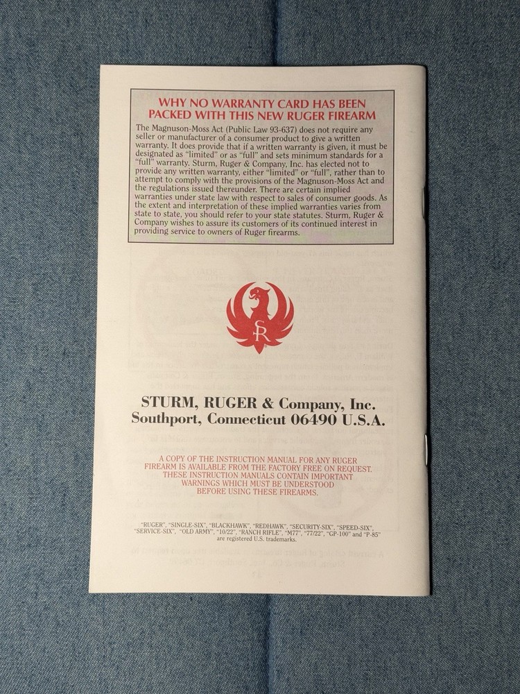 Ruger Model 77/22 Bolt Action Rifles Owners Manual