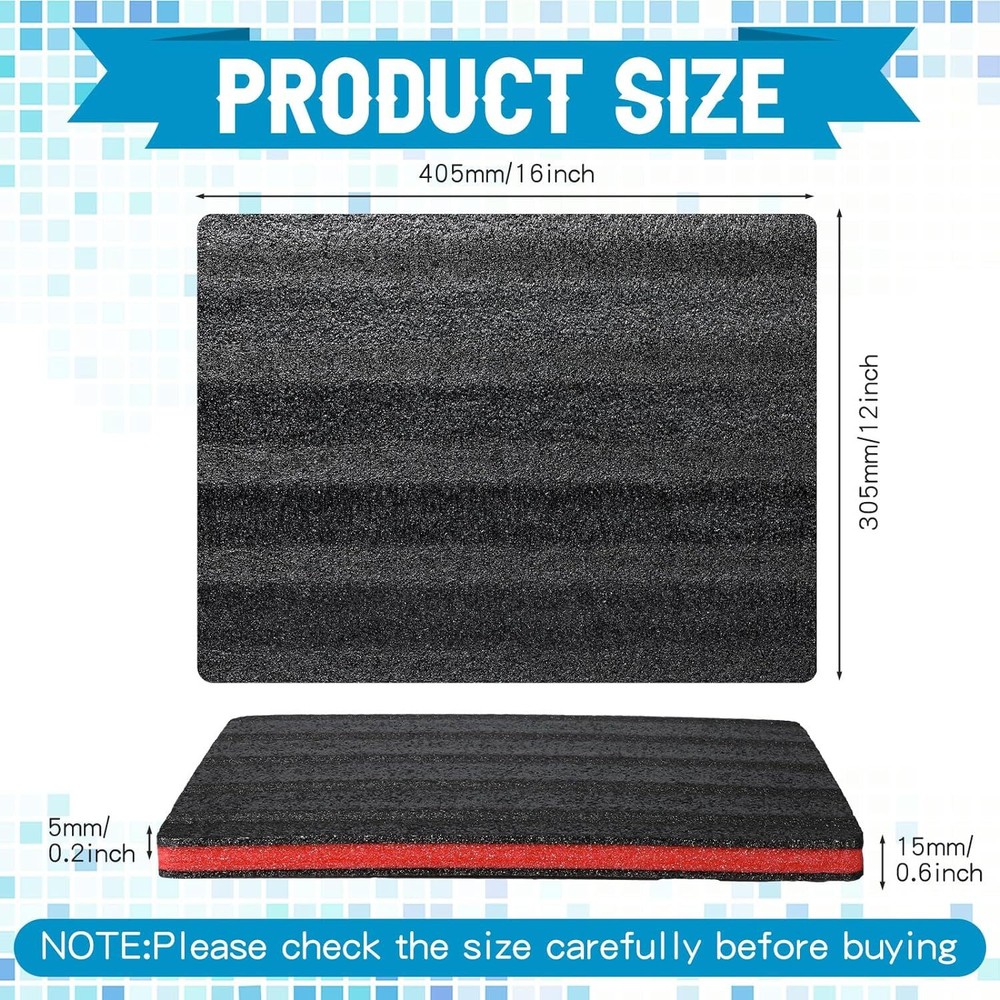 4 Pcs Cuttable Polyurethane Foam Pads Foam Sheets Craft Foam Black Tool Box Foam