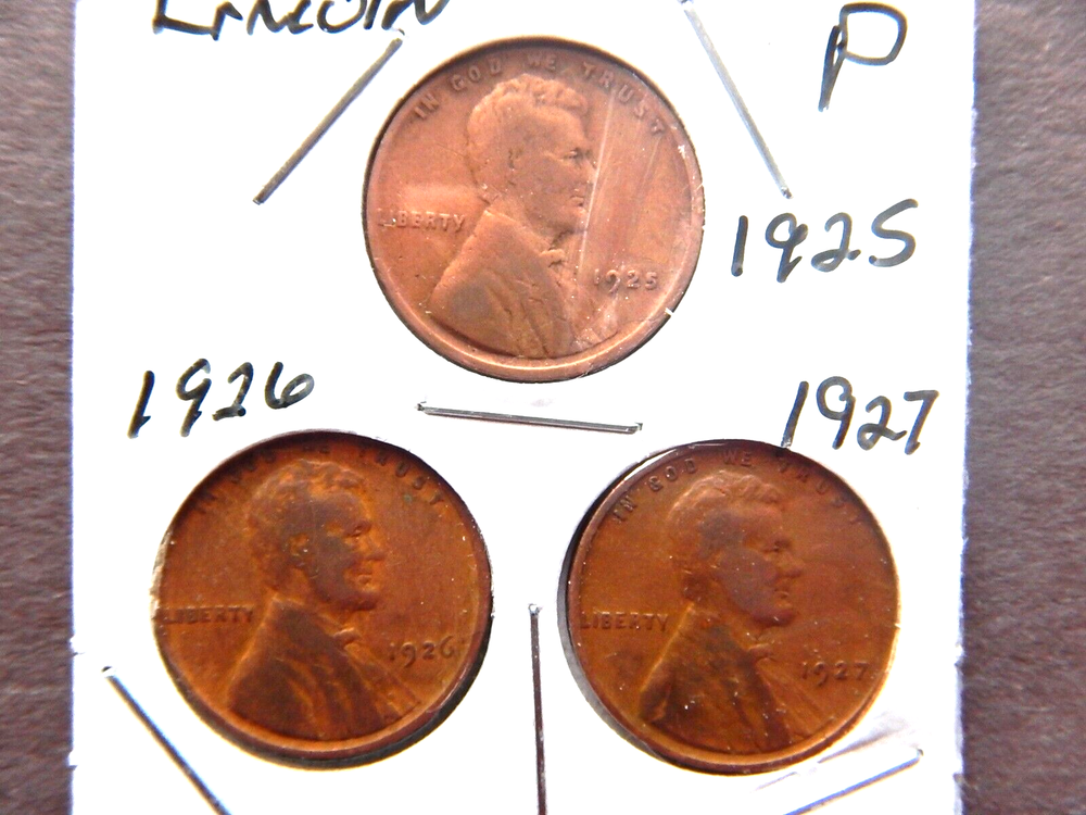 1925-1926-1927 (P) (3) Lincoln Pennies