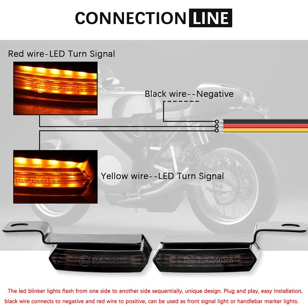 Motorcycle Sequential LED Turn Signals Flowing Mini Handlebar Light For Harley