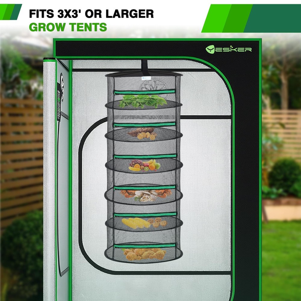 6 Layer Herb Drying Rack Hanging Mesh Net Foldable Plant Drying Racks 24" Dia...