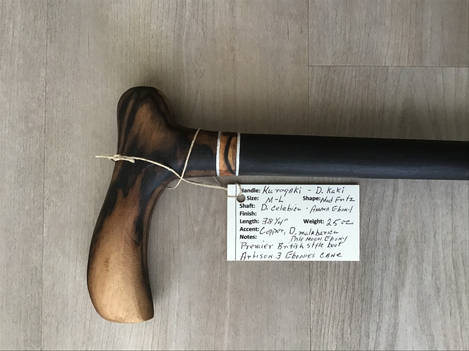 Discount - Very Rare Kurogaki, Amara & Pale Moon Ebonies cane -USA Artisan Made