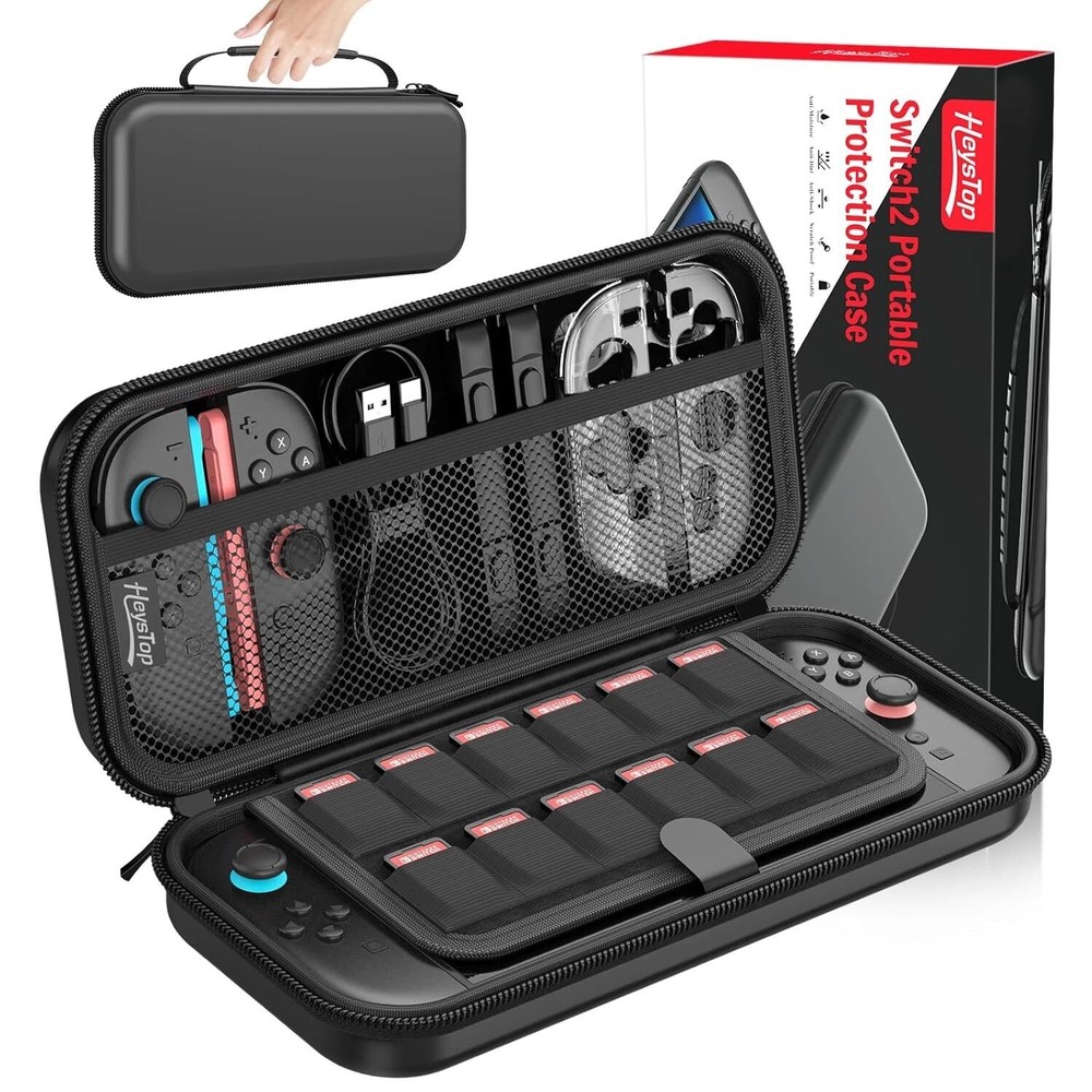 For Nintendo Switch 2 Portable Case - 12 Game Slots Hard Shell Pouch for Console