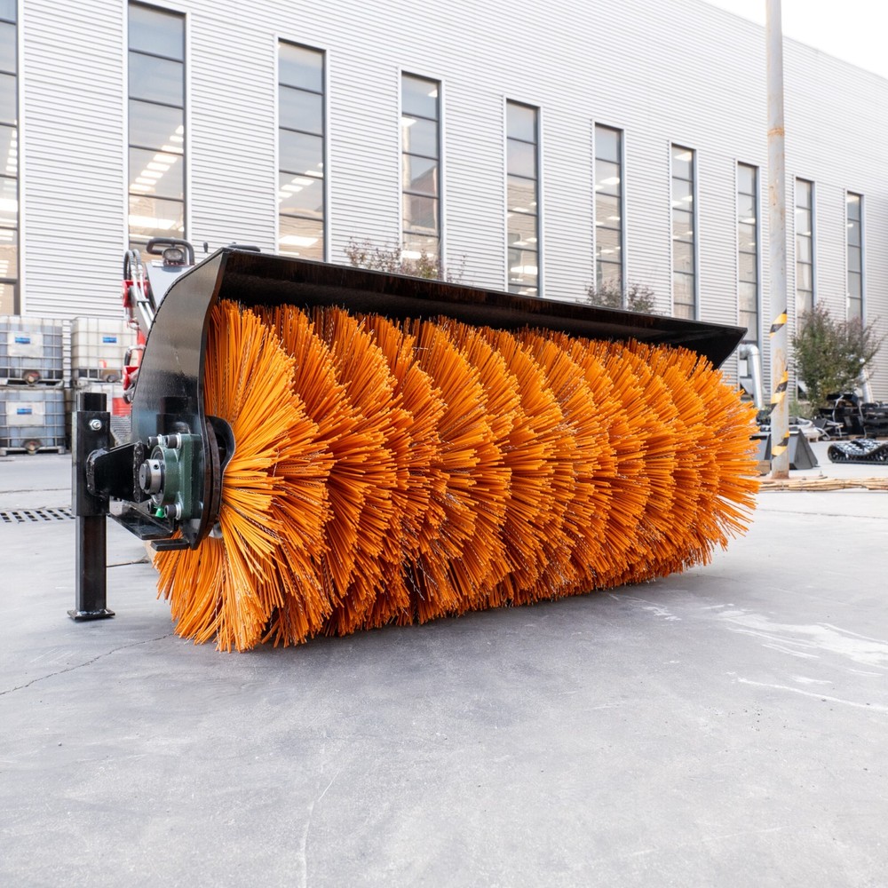 Angle Broom Sweeper Attachments for Mini Skid Steer Loader Road Snow Brush Sweep