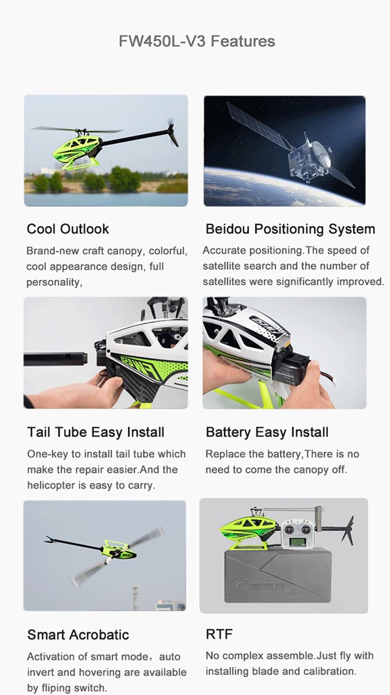 Fly Wing FW450L V3 6CH GPS 3D Automatic Return Hovering RC Helicopter RTF US
