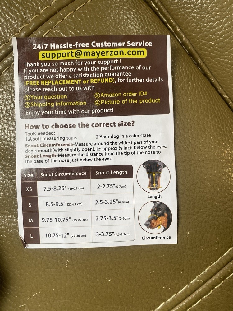 Mayerzon Mesh Muzzle Size Large Black Adjustable New