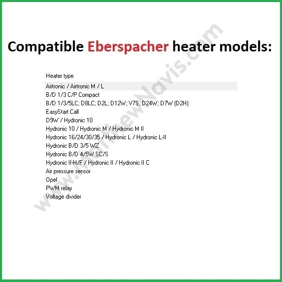 ДИАГНОСТИЧЕСКИЙ ИНТЕРФЕЙС НАГРЕВАТЕЛЕЙ Eberspacher Espar Edith & Webasto Thermo