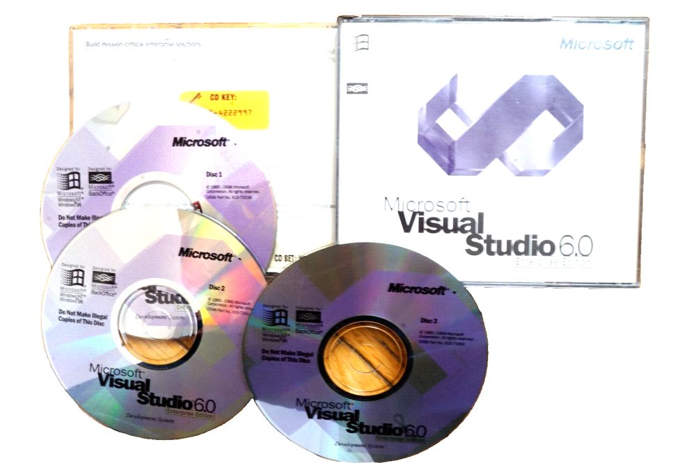 Microsoft Visual Studio Enterprise 6.0 6 Windows 95 thru 11 Retail 10 CD's + KEY
