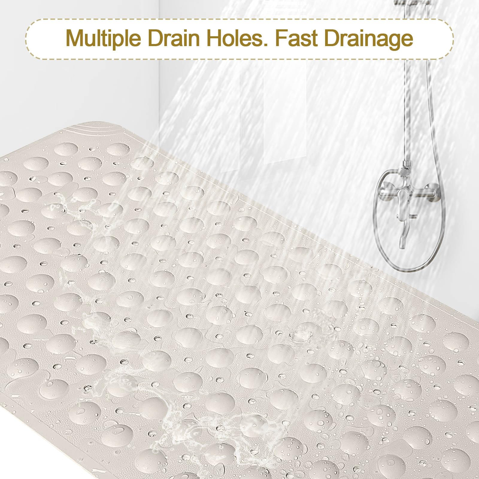 Non Slip Shower Mats for inside Shower 15 X 27.5 Inch, TPE Bathtub Mat Non-Slip