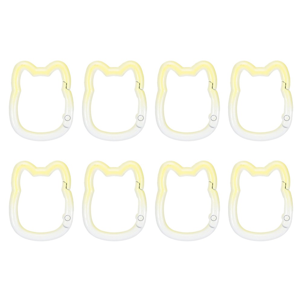 Spring Snap Hook, 8 Pcs Cute Cat Shape Keychain Clips, Gradient Yellow