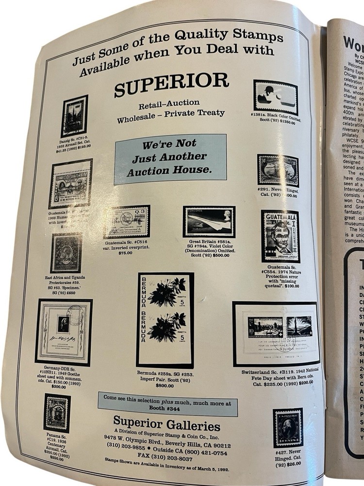 Rare 1992 World Columbian Stamp Expo ‘92 Official Program & Guide Linn’s Edition