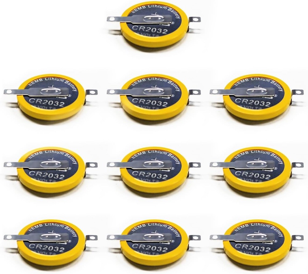 EEMB Tabbed CR2032 Battery with Solder Tabs 10-Pack - 3V...