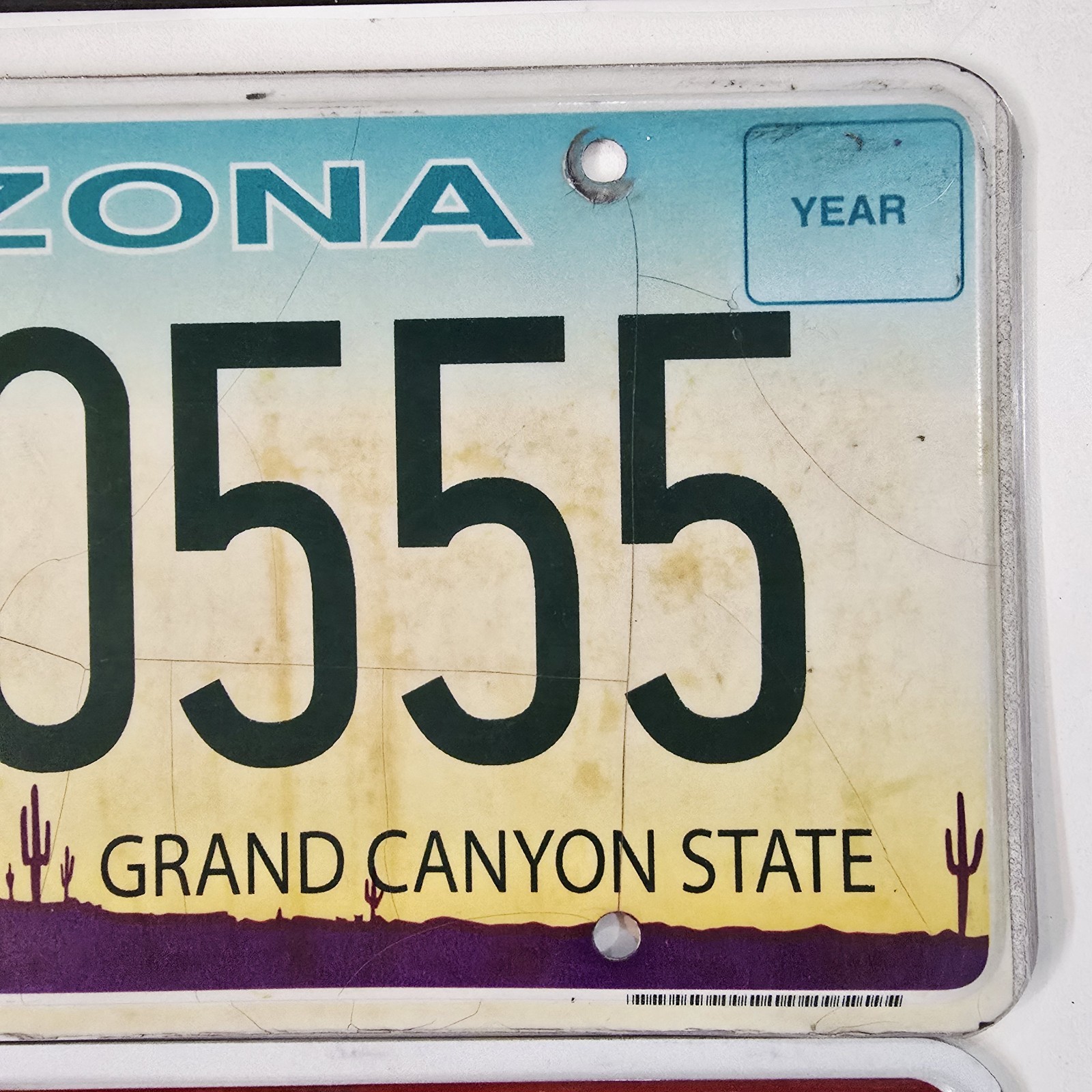 Arizona & Idaho License Plate Lot 2 Real Tags Repeating Triple Number 555