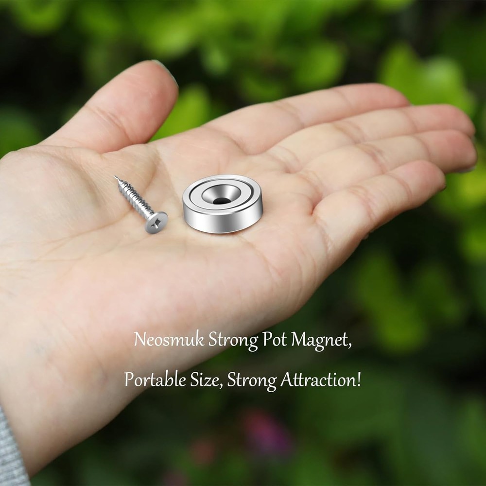 Strong Neodymium Mounting Magnets – 40lbs Pull Force with Screws, 6 Pack