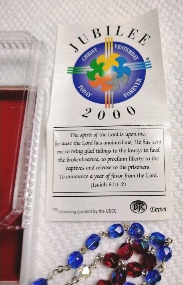 2000 Jubilee Multi Color Crystal Rosary Original Packaging Excellent Condition