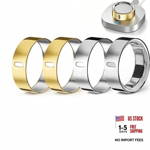 4 Pack Upgraded Ring Covers Compatible with Oura Ring Size 9 Gold*2+Silver*2