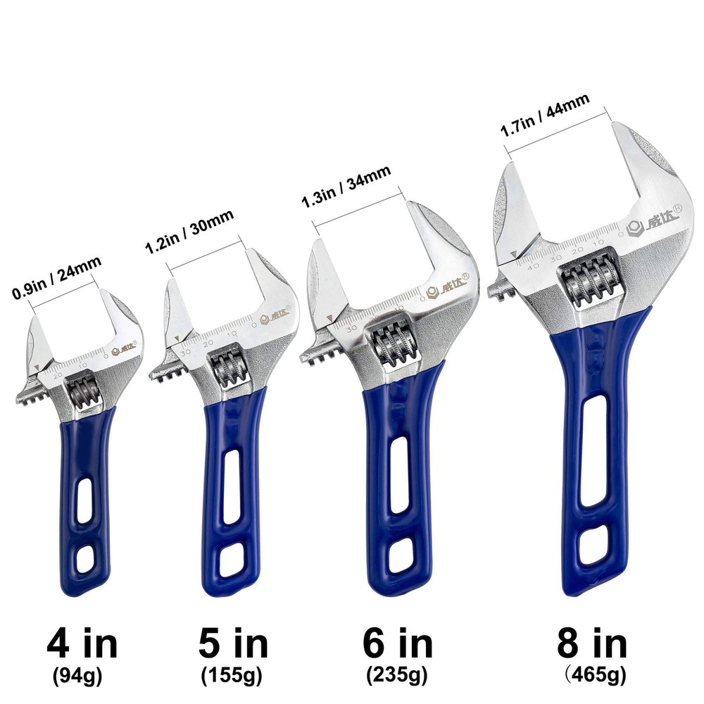 Stubby Adjustable Wrench with Wide Opening,Mini Adjustable Wrench Spanner wit...