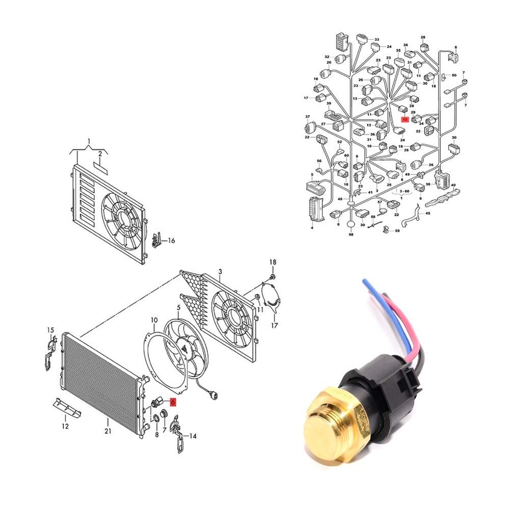 Radiator Coolant Temp Sensor Pigtail Plug Temperature Sensor Set Compatible w...