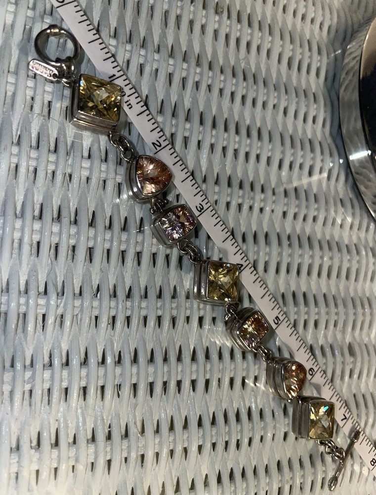 Sarda Multi Quartz Sterling Silver Toggle Bracelet 7.25"