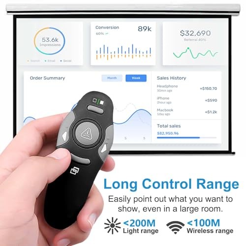 USB/Type-C 2 in 1 Presentation Clicker for PowerPoint Presentation Black