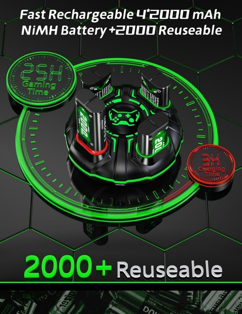 Rechargeable Battery Pack For Xbox One Controller 4*2000mah With Charger