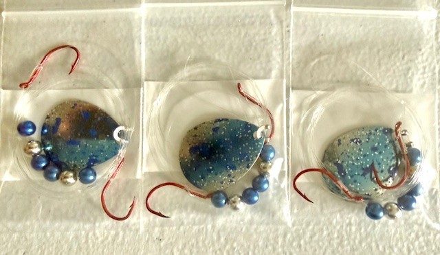 SUZIES SPINNERS-Walleye Crawler Harness 30 Pack 2 hook- #4 UV Colorado Blade