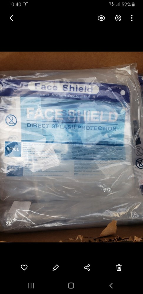Face Shield Direct Splash Protection RF001 (5-Pack)