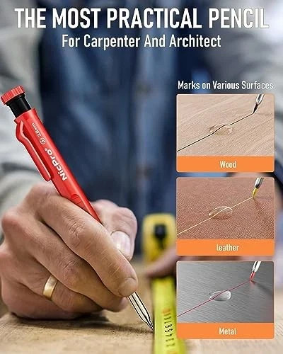 11 Pack Carpenter Pencil Set with Sharpener, Mechanical Carpenter 15 Pack