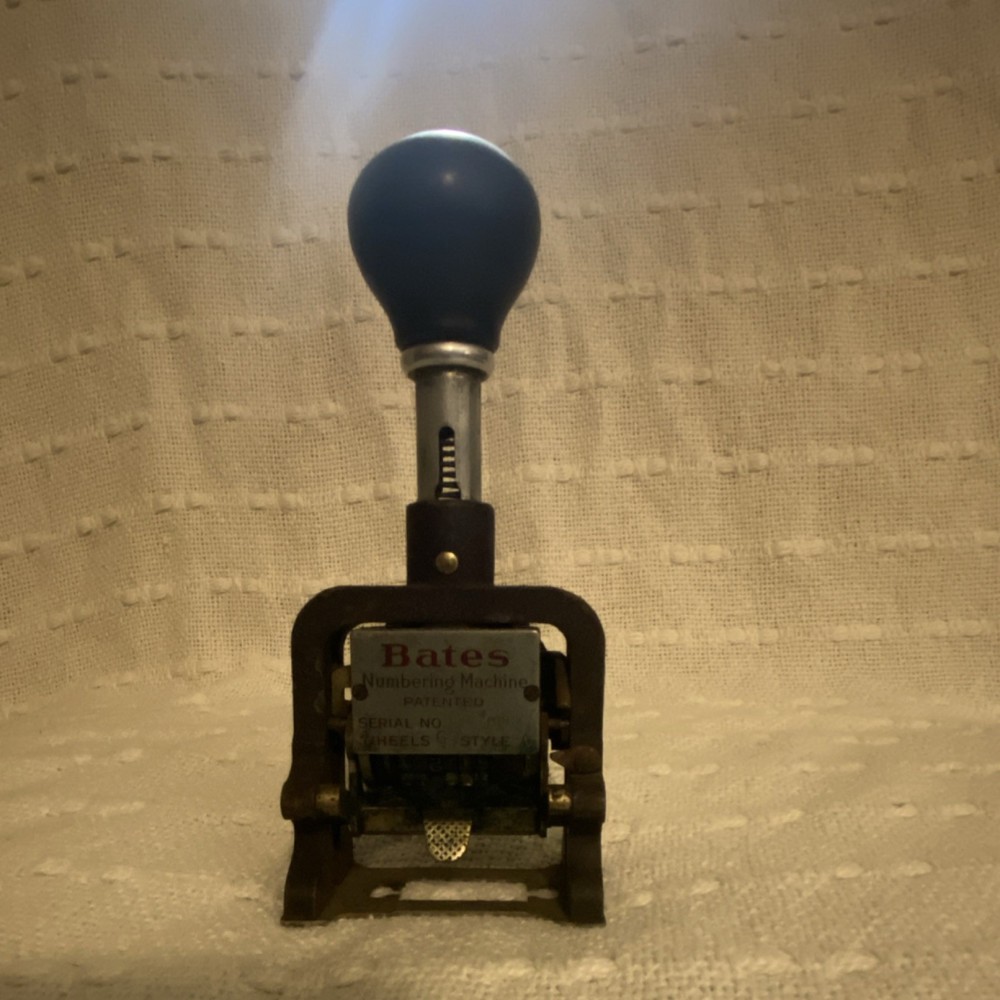 Bates Style E Manual Sequential Numbering Machine Stamp Tool Number Stamp