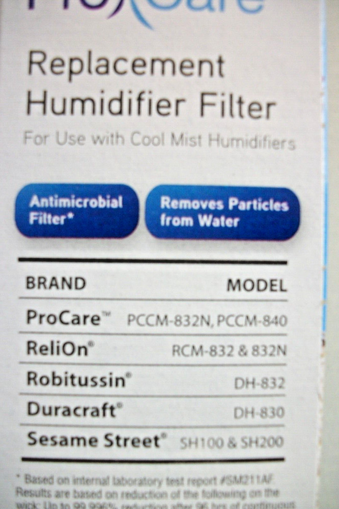 Pro Care Replacement Cool Mist Humidifier Filter PCWF813 Antimicrobial