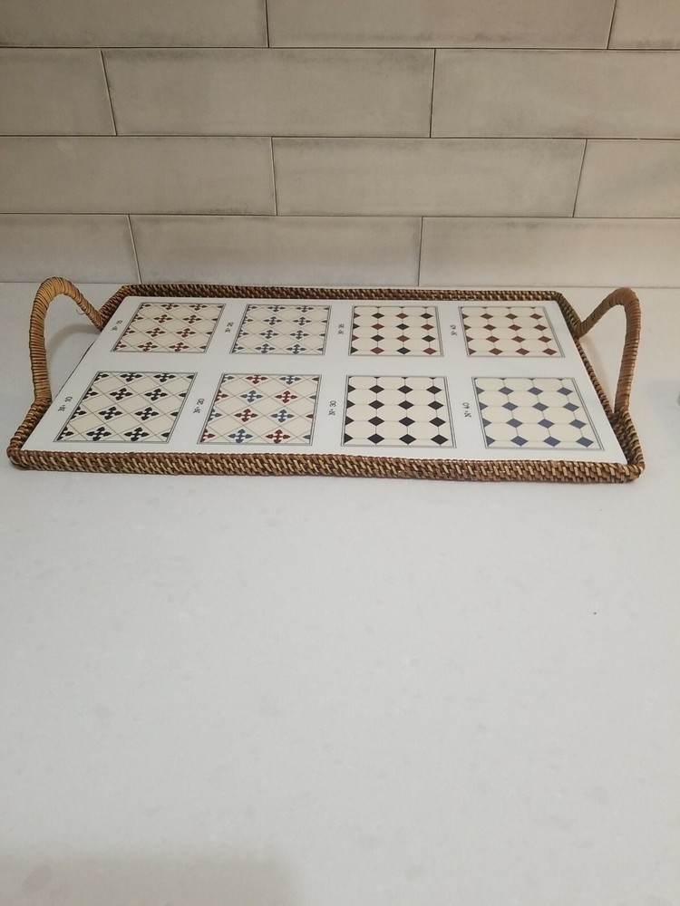 Maison Couleur Diamant Serving Tray Set W/ Handles 17.5” NWT