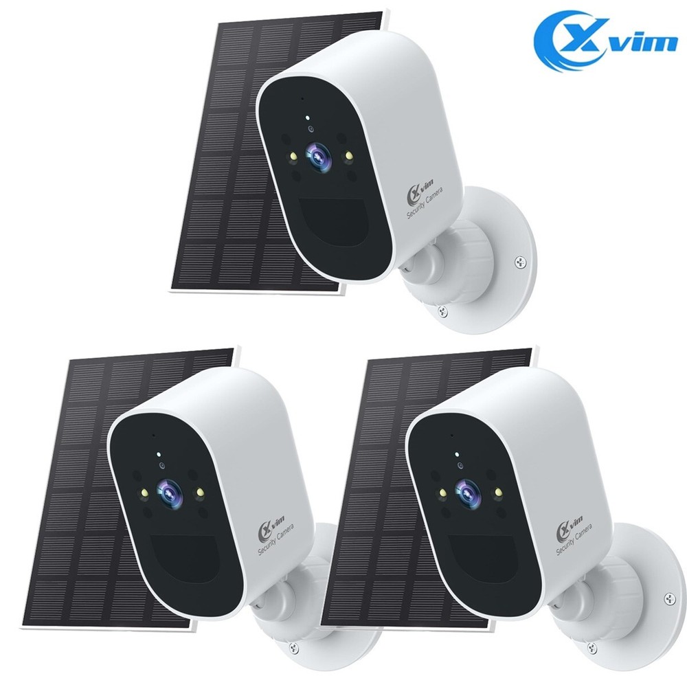 3Pcs Wireless Solar Battery Powered Wifi Home Security Camera System Outdoor