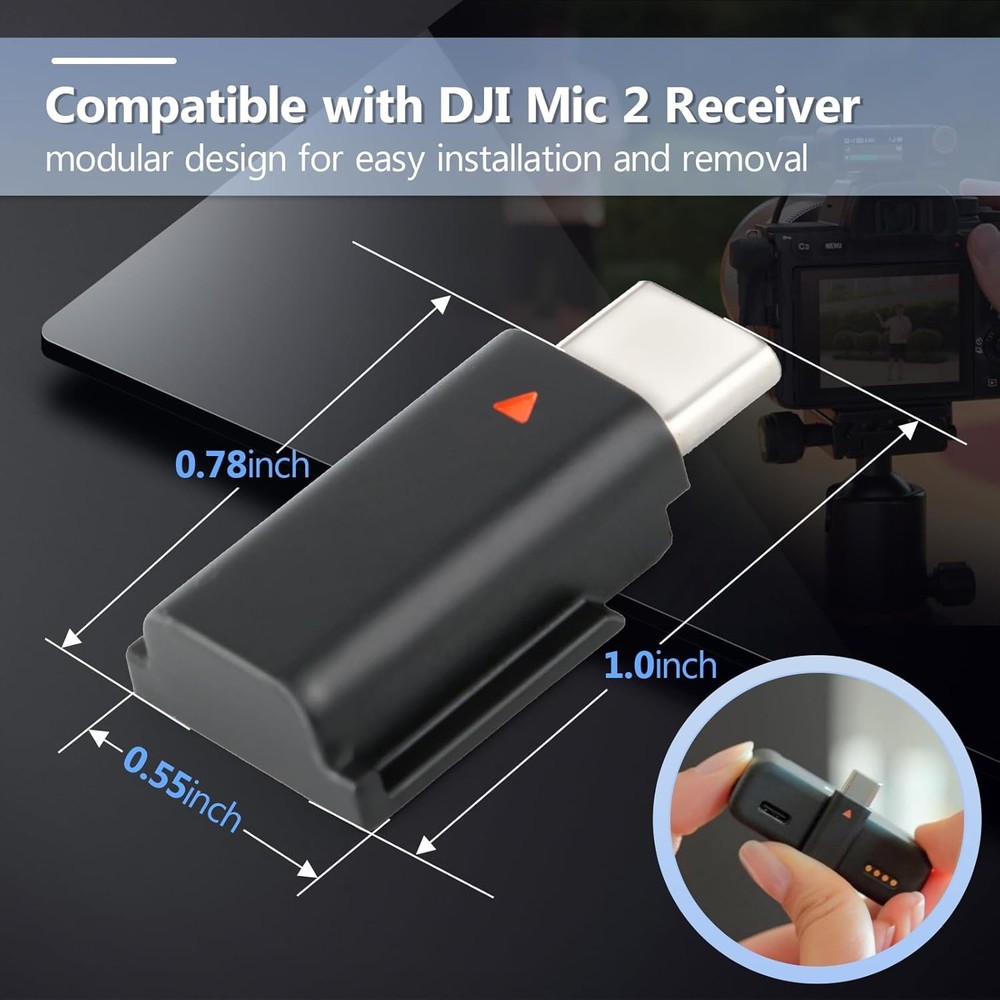 for DJI MIC 2 Adapter Type-C Phone Wireless Microphone Receiver Mic Black