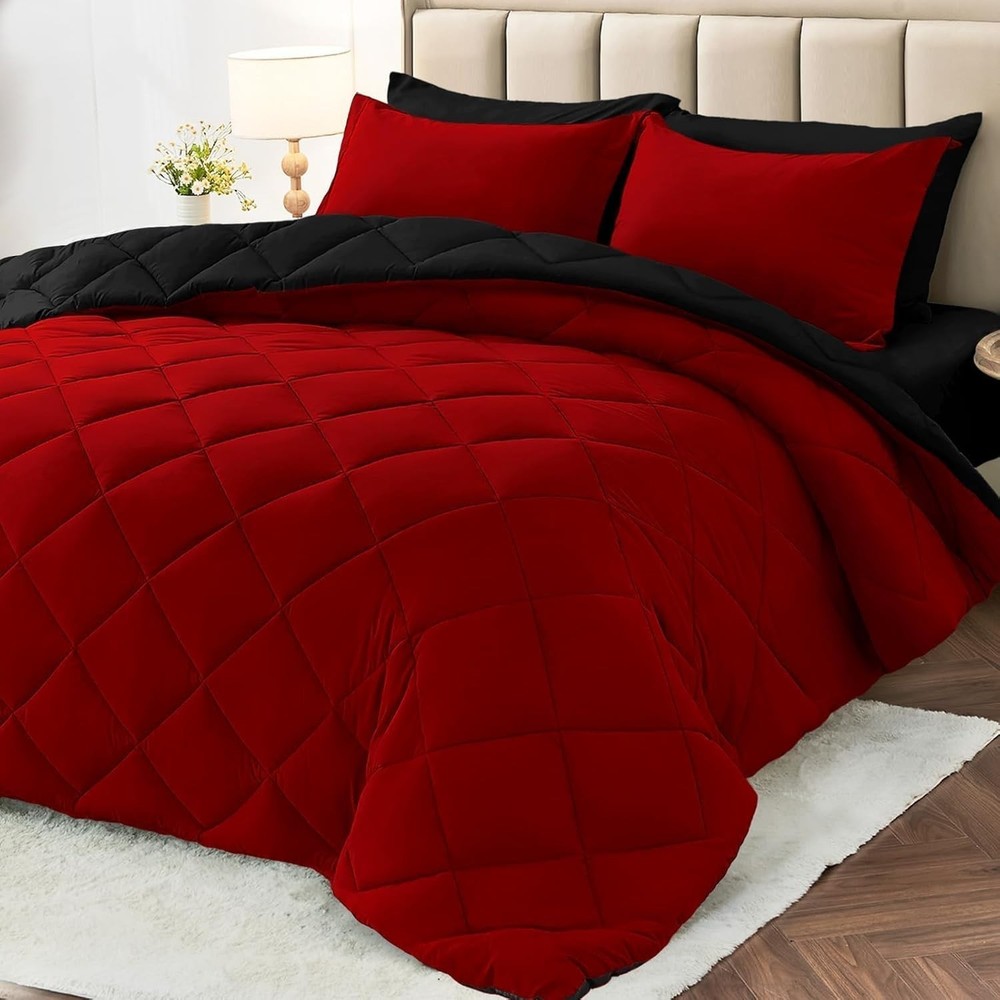 Luxurious 7-Piece Queen Comforter Set – Reversible Microfiber Bedding