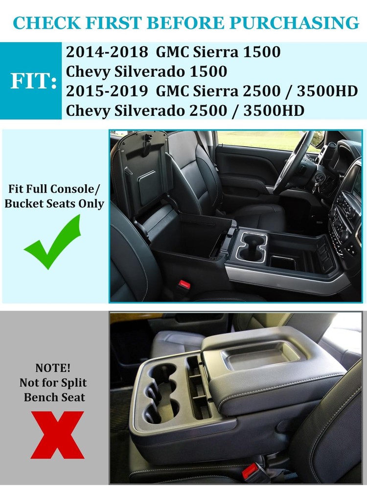 2PCS Center Console Organizer Compatible with Chevy 2 PCS