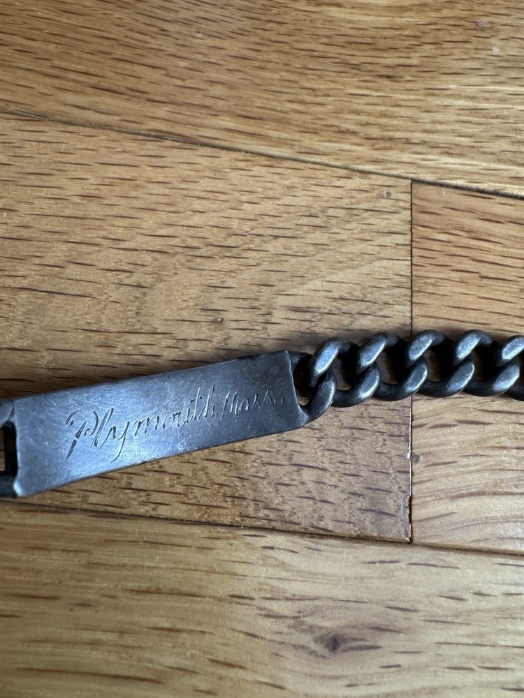 Vintage Sterling Silver WWII US Military ID Bracelet 7.5” Inches